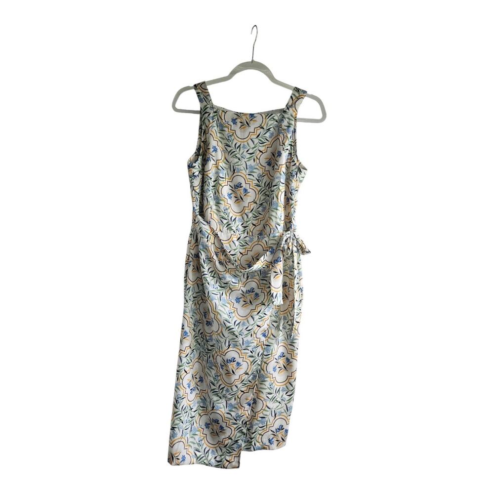 Ann Taylor Dress Size 6 PETITE Faux Wrap Sleeveless Floral Side-Tie Waist